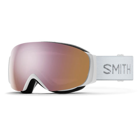Smith I/O Mag S White Chunky Knit Goggles | ChromaPop Everyday Rose Gold Mirror 22% VLT / ChromaPop Storm Rose Flash 50% VLT
